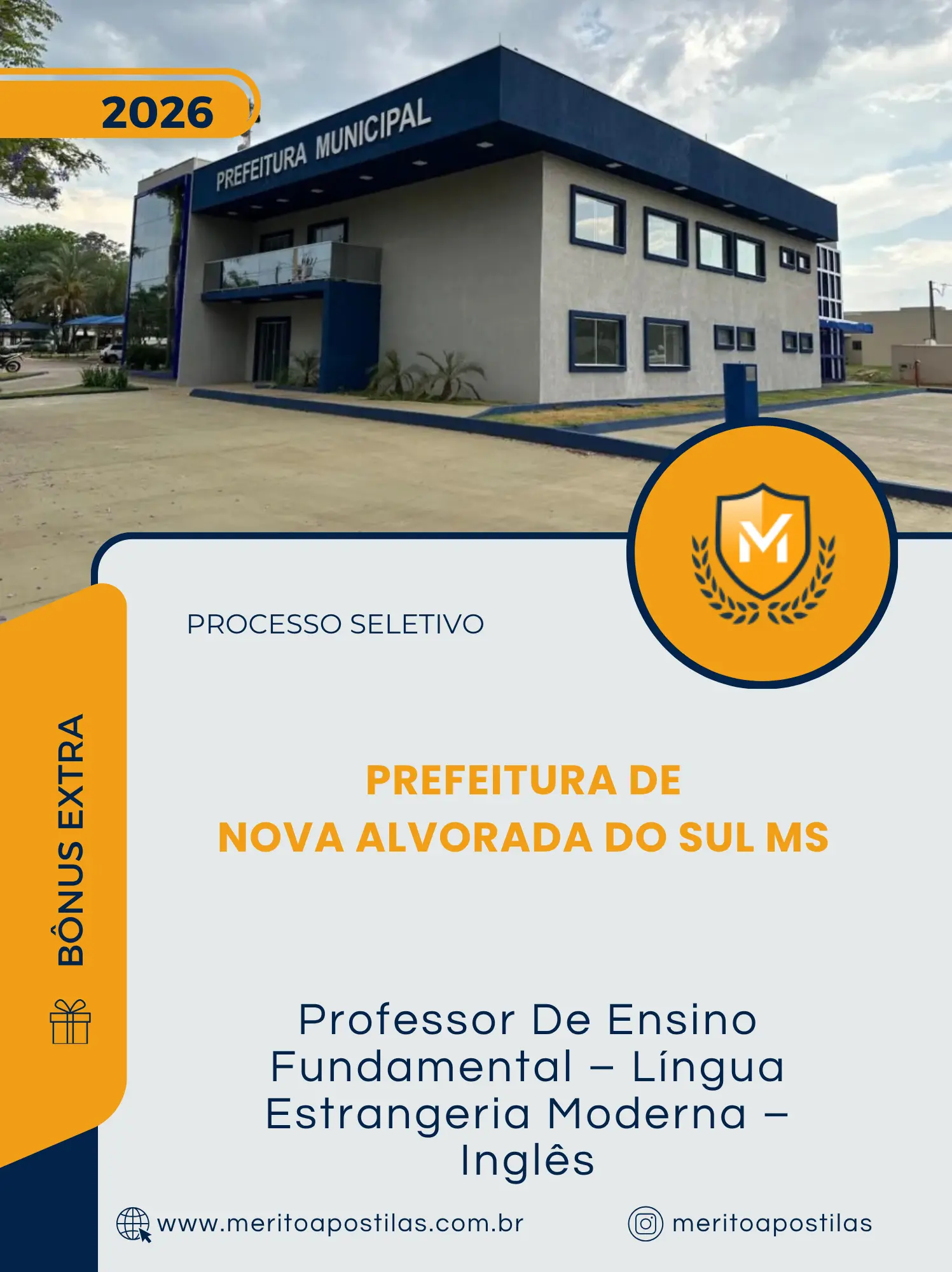 Apostila Professor De Ensino Fundamental Língua Estrangeria Moderna Inglês Prefeitura de Nova Alvorada do Sul MS 2026