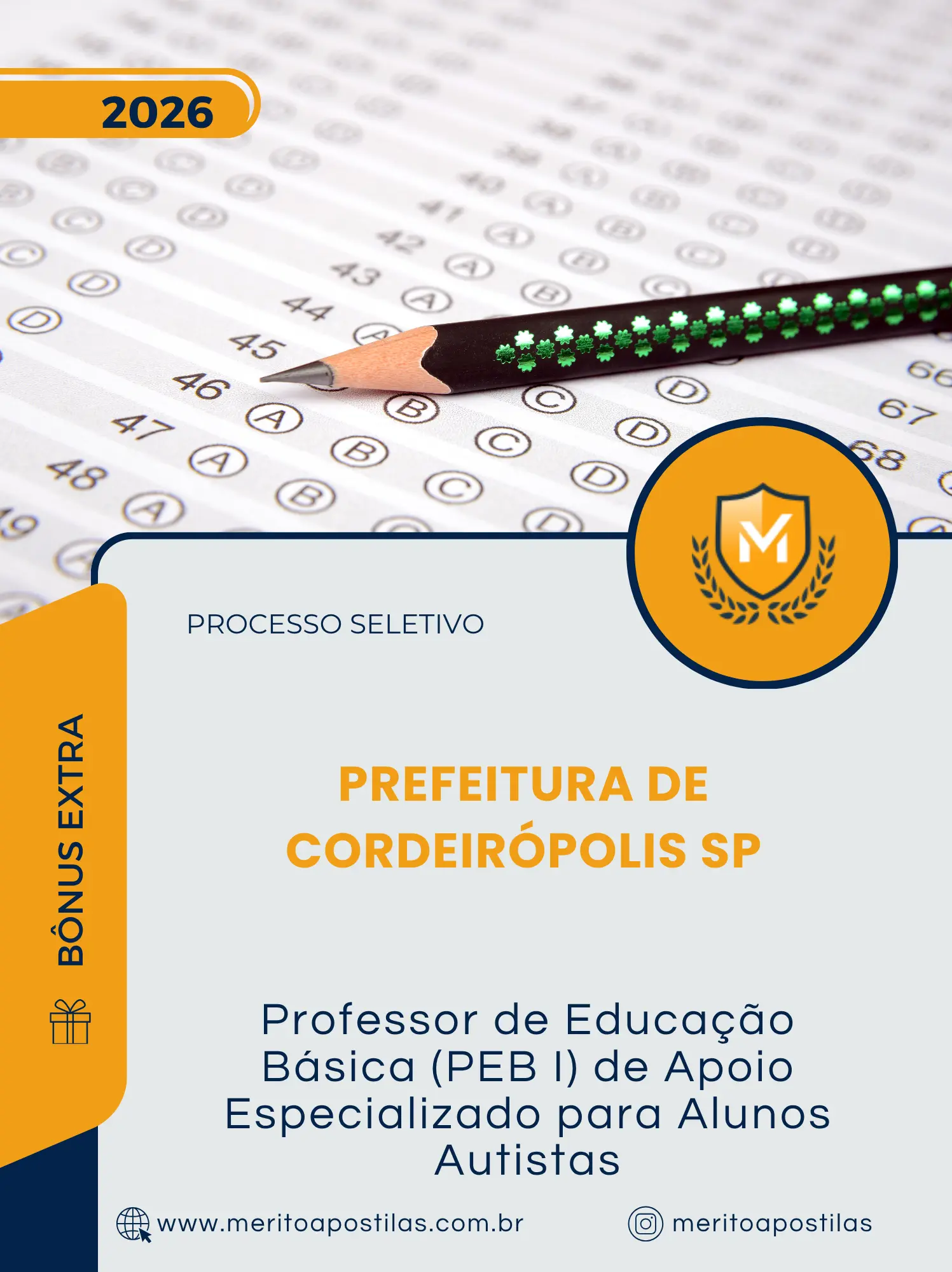 Apostila Professor de Educação Básica PEB I de Apoio Especializado para Alunos Autistas Prefeitura de Cordeirópolis SP 2026