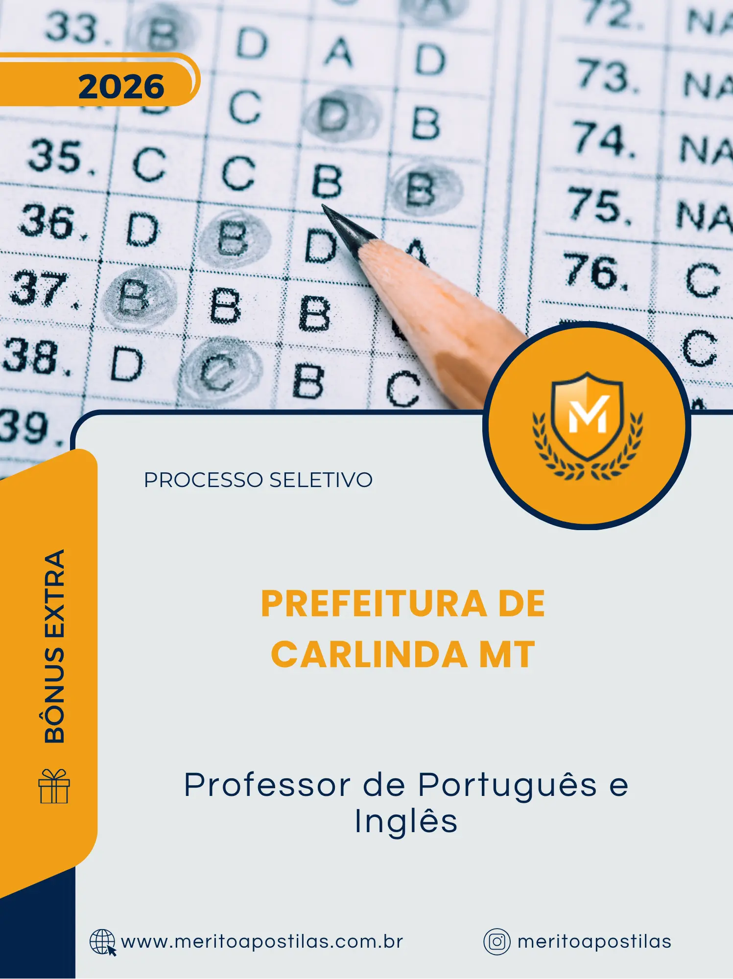 Apostila Professor De Português E Inglês Prefeitura de Carlinda MT 2026