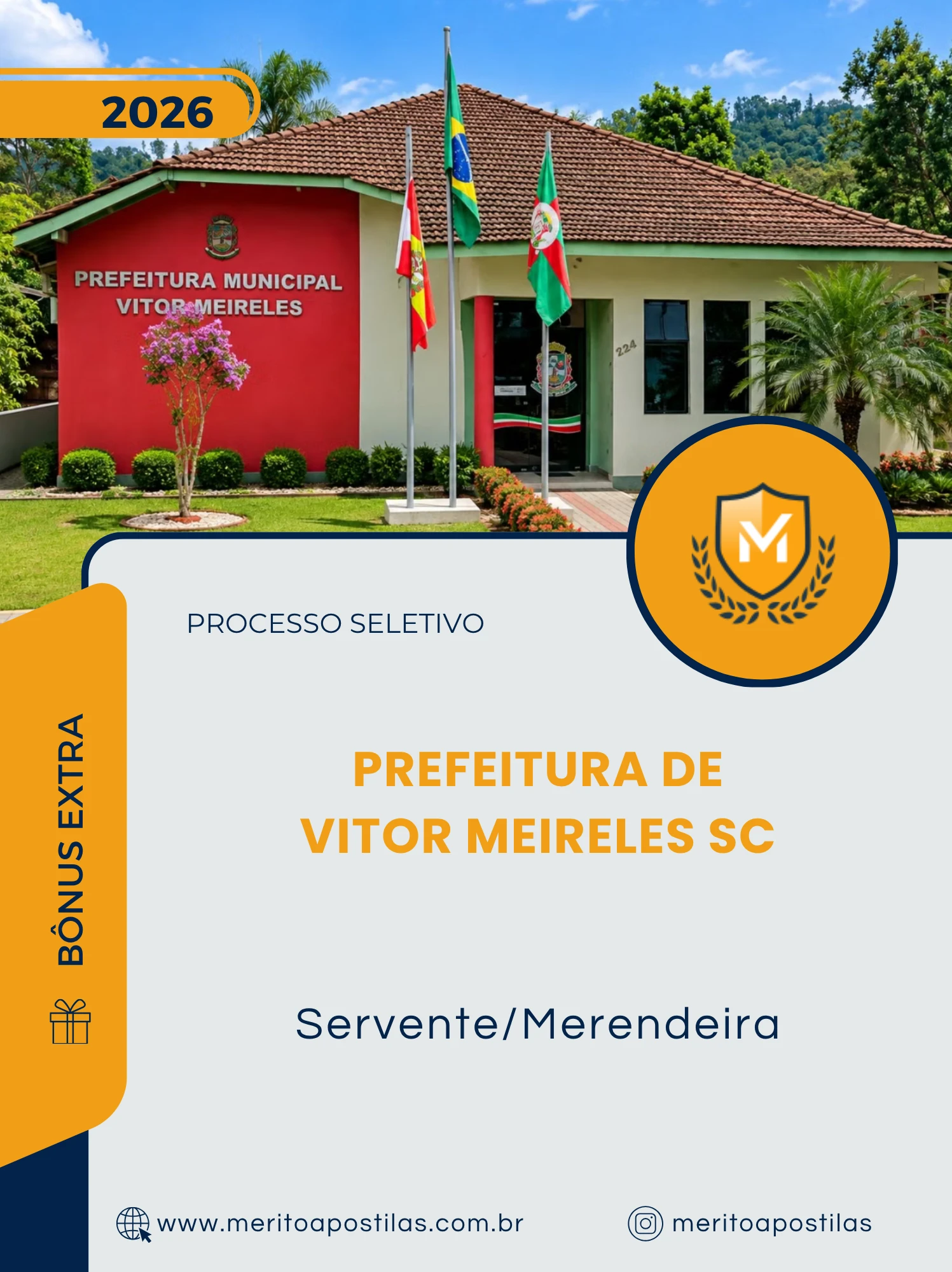 Apostila Servente/Merendeira Prefeitura de Vitor Meireles SC 2026