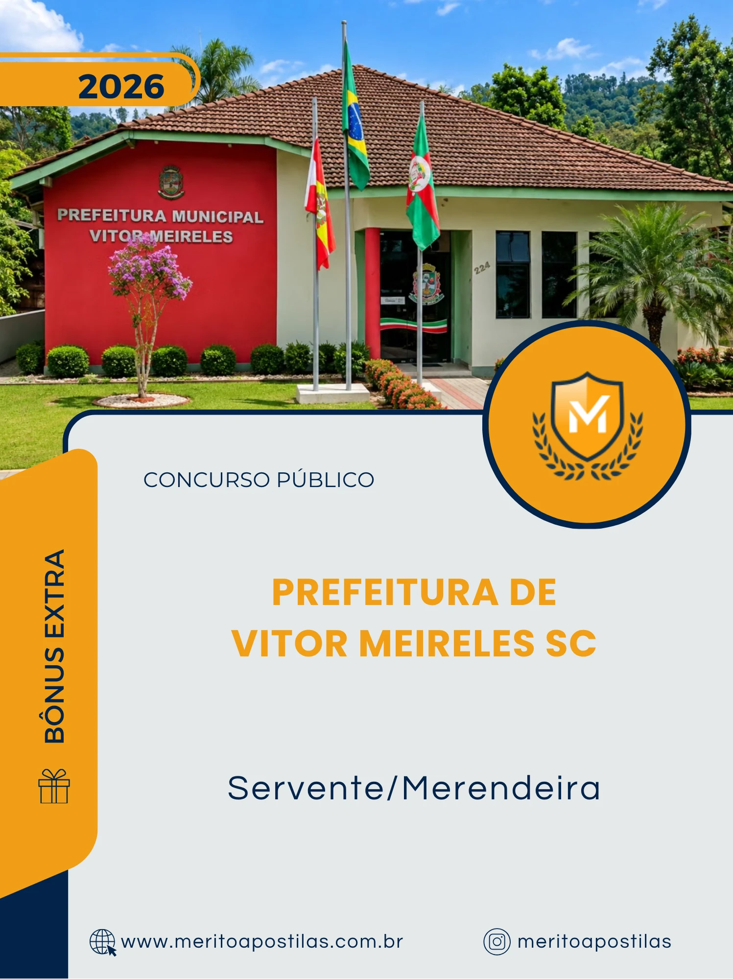 Apostila Servente/Merendeira Prefeitura de Vitor Meireles SC 2026